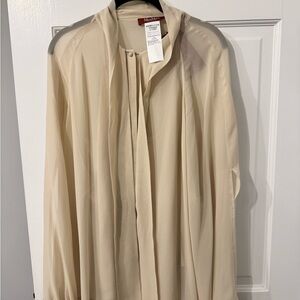 MaxMara Cream 100% silk blouse NWT XL 16